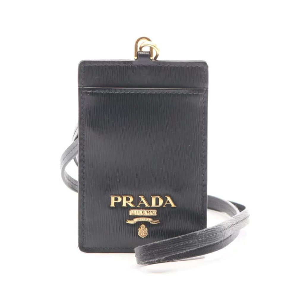 Prada VITELLO MOVE Card Case Wallet Leather Accessory Black